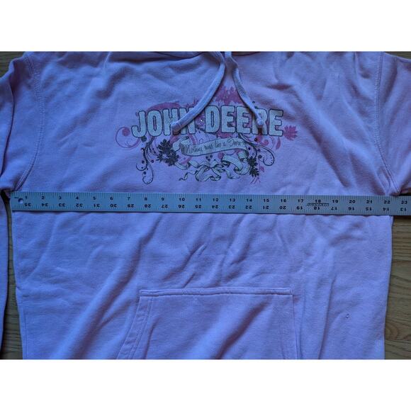 John Deere Pink Pullover Hoodie Size XL Graphic Nothing Runs Like Deere SEE DESC - Picture 7 of 10